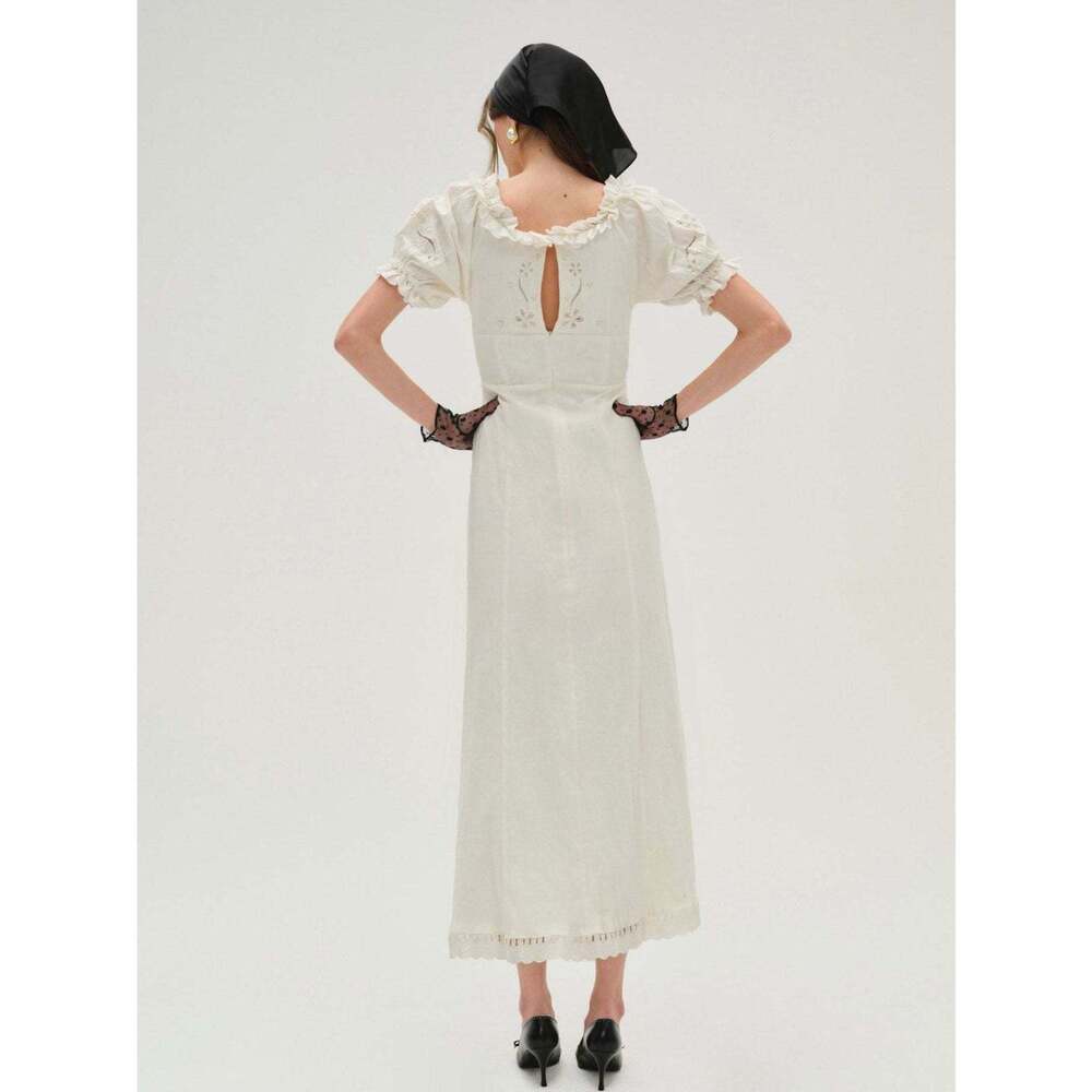 For Love & Lemons Adelie Midi Dress XS / White - Picture 2 of 8